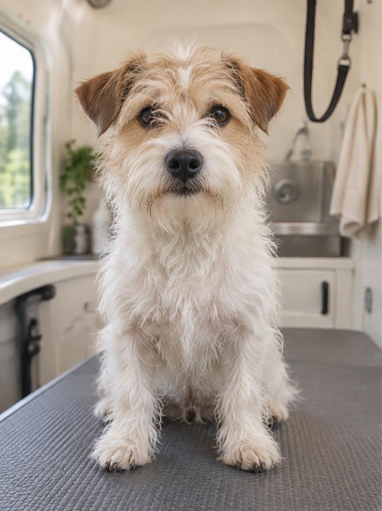 Terrier before grooming, looking scruffy
